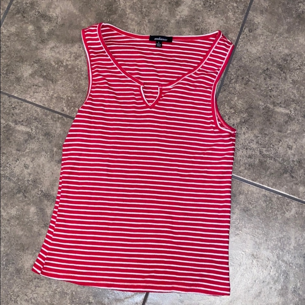 Red and white striped tank top